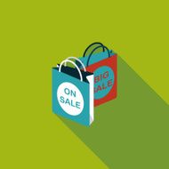 shopping paper bag flat icon with long shadow eps10 N73