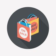 shopping paper bag flat icon with long shadow eps10 N74