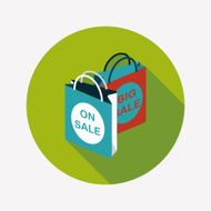 shopping paper bag flat icon with long shadow eps10 N75