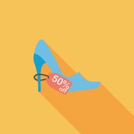 shopping high-heeled shoes flat icon with long shadow eps10 N8