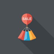 shopping paper bag flat icon with long shadow eps10 N77