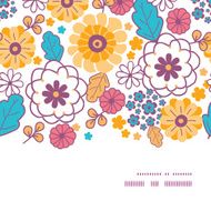 Vector colorful oriental flowers horizontal frame seamless pattern background