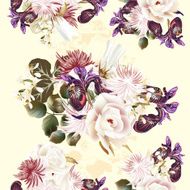 Floral seamless pattern with roses and flowers in watercolor st