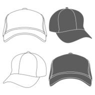 Baseball Cap Outline Silhouette Template isolated on white Vector