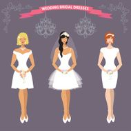 Three bride in short Wedding dress Flat fashion set