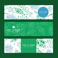 Vector abstract blue and green leaves horizontal banners set pattern