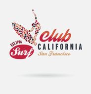 California surf typography t-shirt graphics logo club