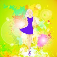fashion woman dress over colorful pain splash
