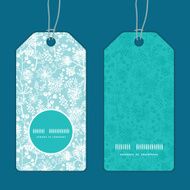 Vector blue and white lace garden plants vertical round frame N4