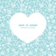 Vector blue and white lace garden plants heart silhouette pattern N2