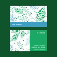 Vector abstract blue and green leaves horizontal stripe frame pattern N2