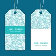 Vector blue and white lace garden plants vertical stripe frame
