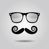 Hipster mustache and sunglasses icons on gray background