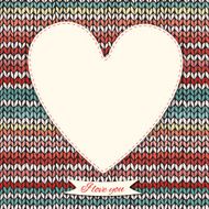 Romantic valentine&#039;s day knitted background with heart frame N6