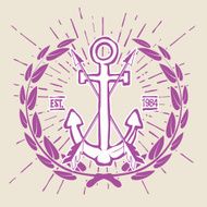Vintage Hipster Logo Crossed Arrows with Anchor Vector N2