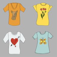 hand drawing women T-shirts with print