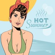 Hot pop art girl on a beach N8