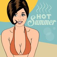 Hot pop art girl on a beach N9