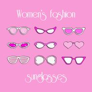 Women's fashion isolated sunglasses set
