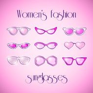 Women fashion isolated pink sunglasses set N2