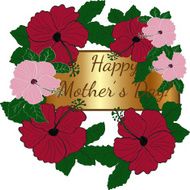 Vector mothers day greeting card with hibiscus