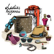 Women&#039;s accessories from open gift box