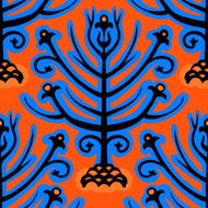 Suzani vector ethnic pattern with Kazakh motifs N9