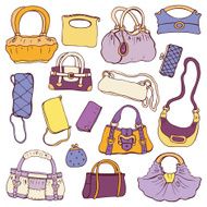Women&#039;s handbags Hand drawn Vector Set N3
