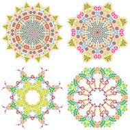 Set of lace ornament round doily geometric flower pattern floral N5