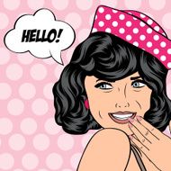 cute retro woman in comics style N40