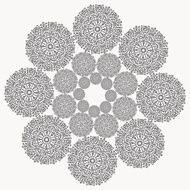 Black hand-drawn abstract flower pattern