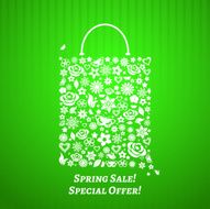 Shopping bag for Spring Sale white on green