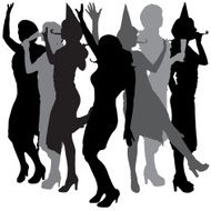 Vector silhouette of women N79