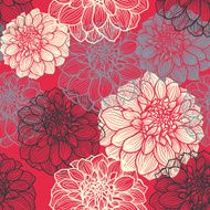 Hand-drawn flowers of dahlia N9