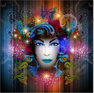 Bright abstract background with girl
