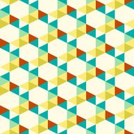 pattern of yellow turquoise orange triangles on a light background
