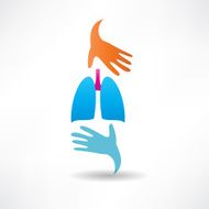 human lungs and hands icon