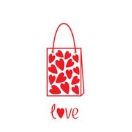 Love shopping bag with hearts inside Card
