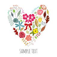 floral heart shape greeting card