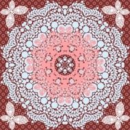 flower circle design on polka dot background with lace ornament