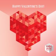 Valentine&#039;s Day background with cubic shape heart