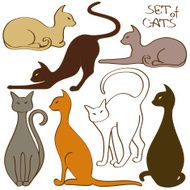 Set of isolated cat icons