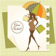 baby announcement card with beautiful pregnant woman N19