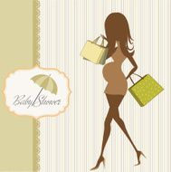 baby announcement card with beautiful pregnant woman N24