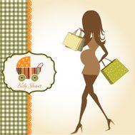 baby announcement card with beautiful pregnant woman N25