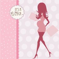 baby announcement card with beautiful pregnant woman N26