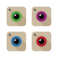 Flat long shadow camera icons