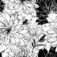 seamless monochrome vector pattern from abstract flowers N3