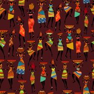 Seamless texture with African women