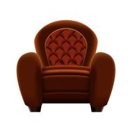 Brown armchair on white background